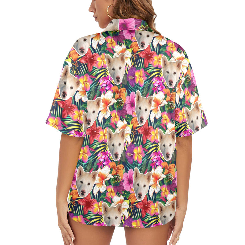 Personalized Pet Photo Faces Women's All Over Print Hawaiian Shirt