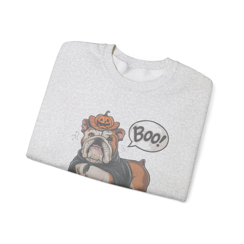 English Bulldog Halloween Sweatshirt – Cute Dog with Pumpkin & Boo Text