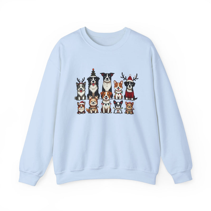 Cute Dog Cartoon Christmas Sweatshirt with Lights & Antlers – Festive Holiday Outfit