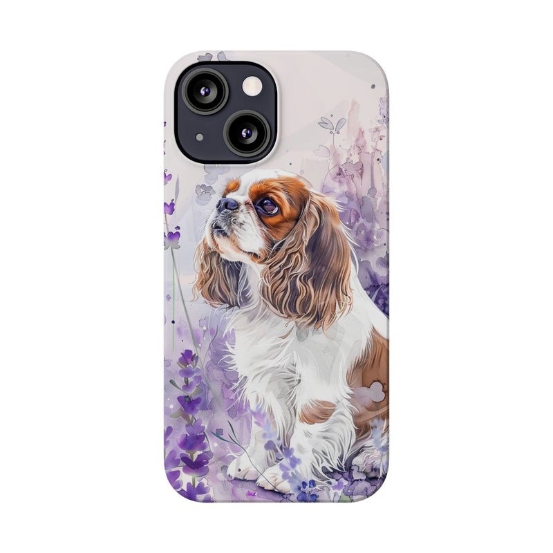 Cavalier King Charles Spaniel with Flowers Slim Phone Cases