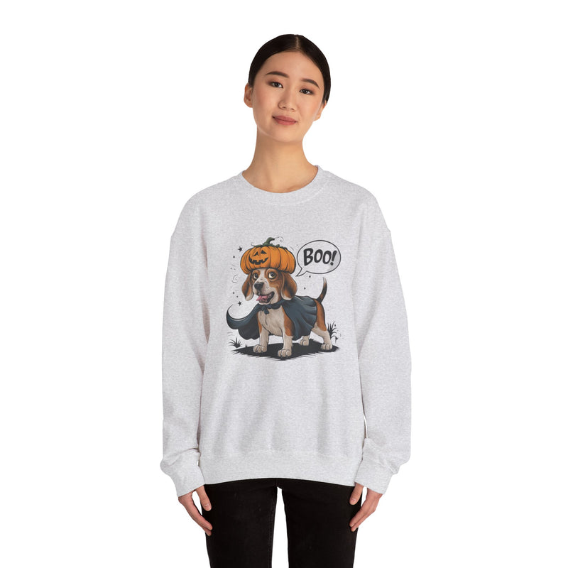 Beagle Halloween Sweatshirt – Cute Dog with Pumpkin & Boo Text