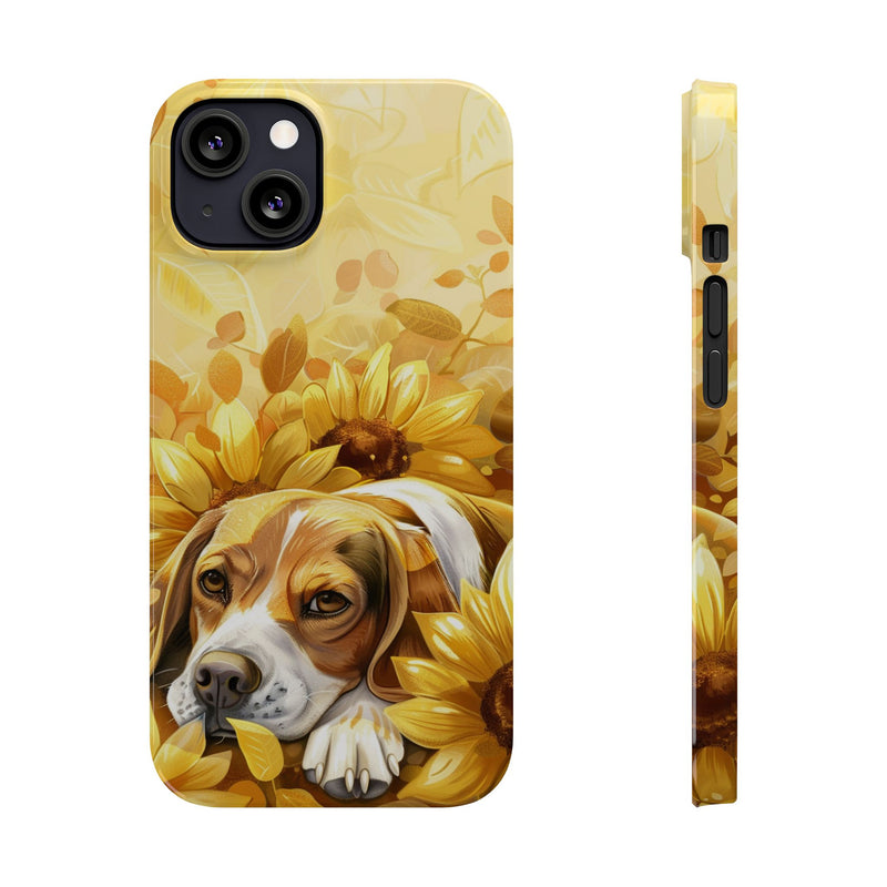 Beagle with Sunflowers i-Phone Cases