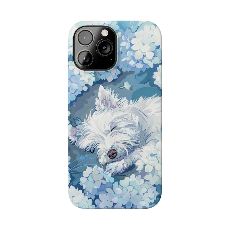 West Highland White Terrier with Flowers Slim iPhone Cases