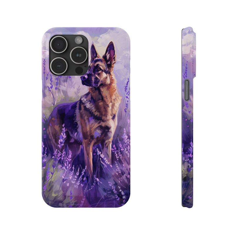 German Shepherd Dog with Flowers Slim iPhone Cases