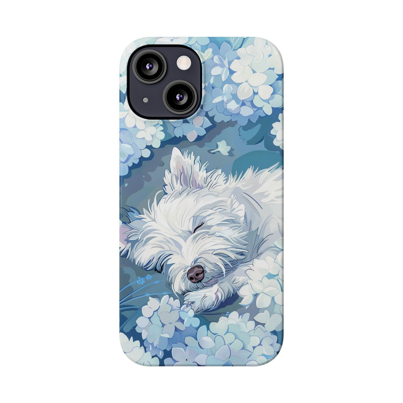 West Highland White Terrier with Flowers Slim iPhone Cases