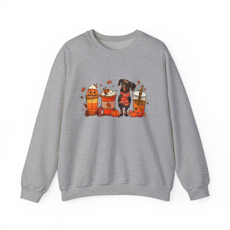 Dachshund Autumn Unisex Heavy Blend Sweatshirt – Cute Fall Dog Design with Leaves