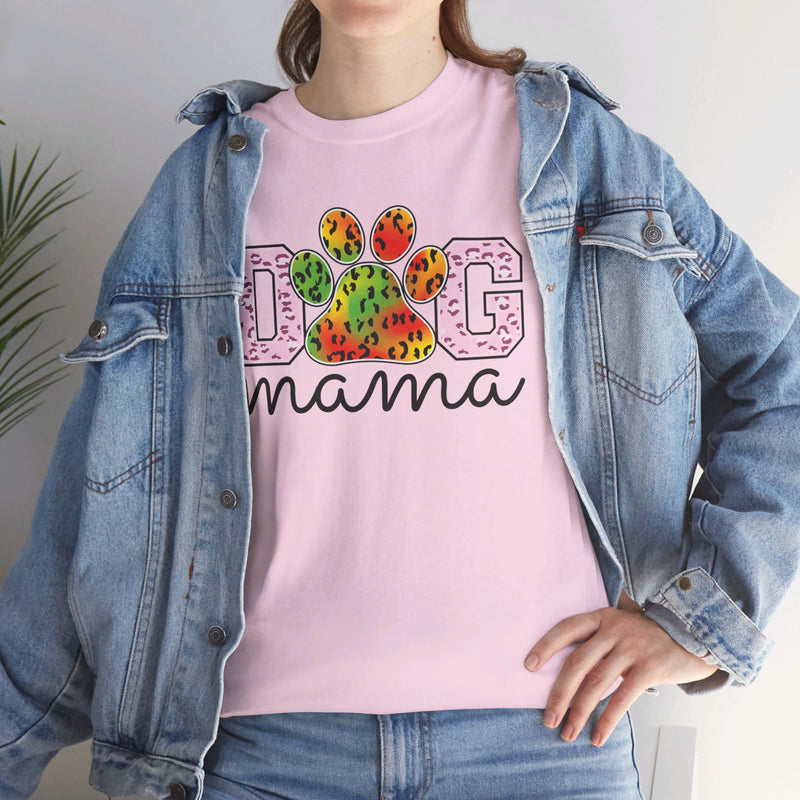 Dog Mama Unisex Heavy Cotton Tee | Dog Paw Print Tshirt