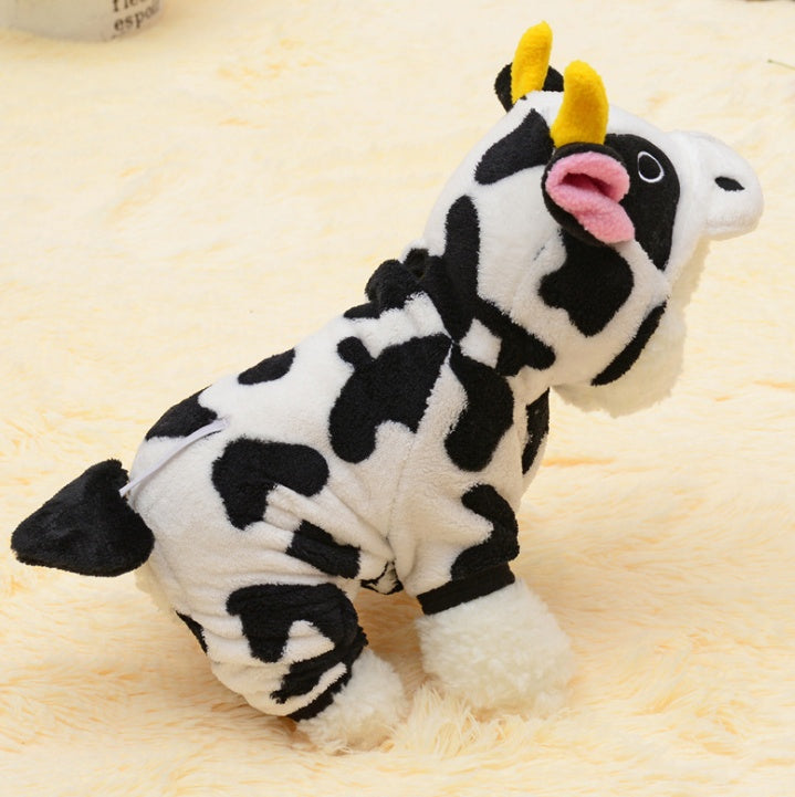 Pet Cow Costume Sweatshirt | Warm Hooded Winter Sweater for Dogs and Cats