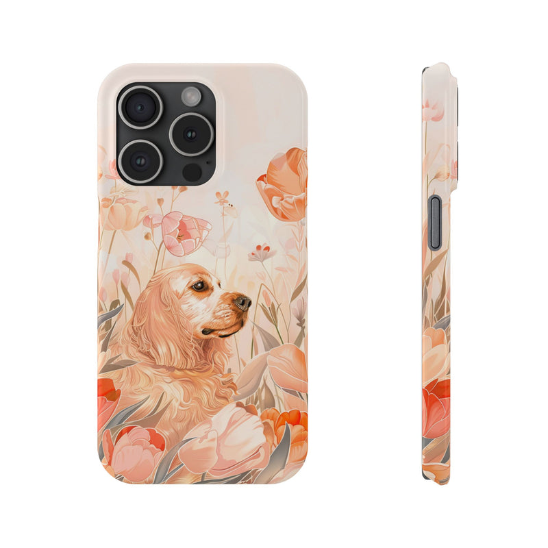 Cocker Spaniel with Flowers iPhone Slim Phone Cases