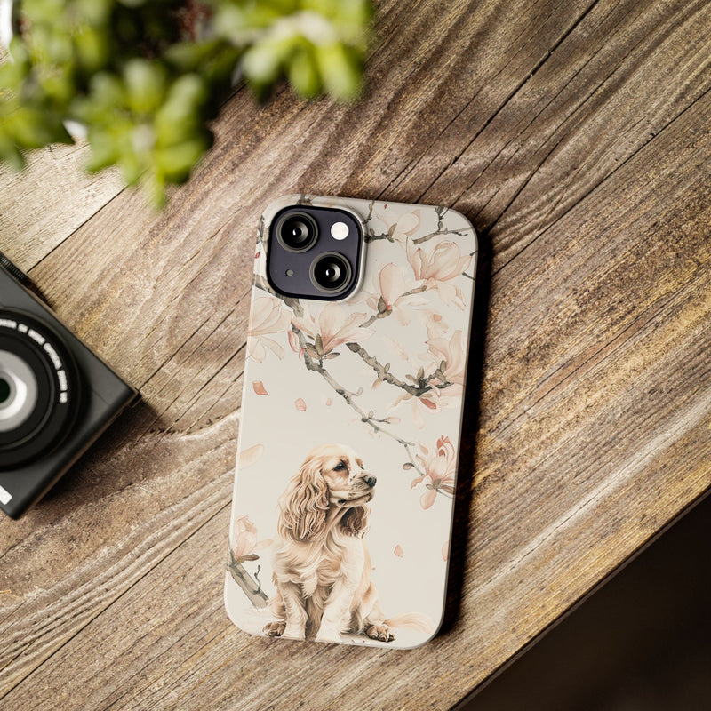 Cocker Spaniel with Flowers iPhone Slim Phone Cases