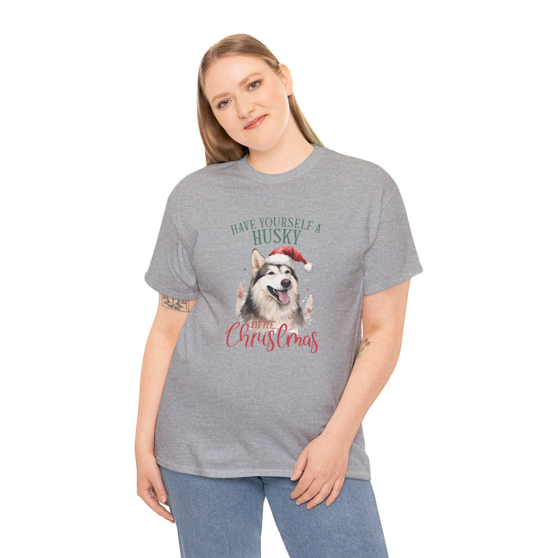 Have Yourself Husky Christmas Unisex Heavy Cotton Tee | Siberian Husky Christmas Gift