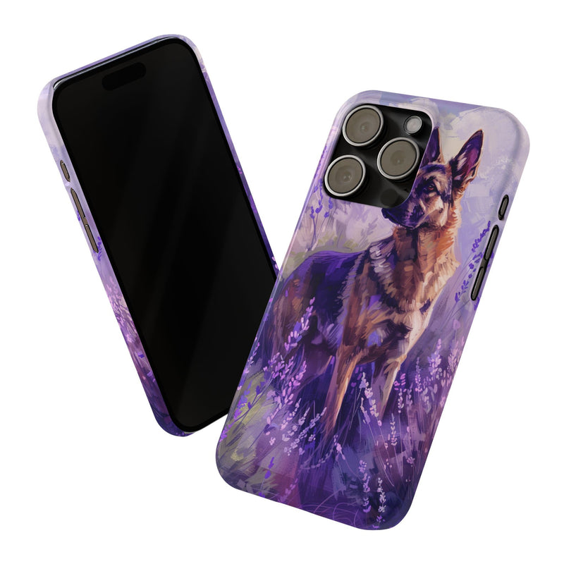 German Shepherd Dog with Flowers Slim iPhone Cases