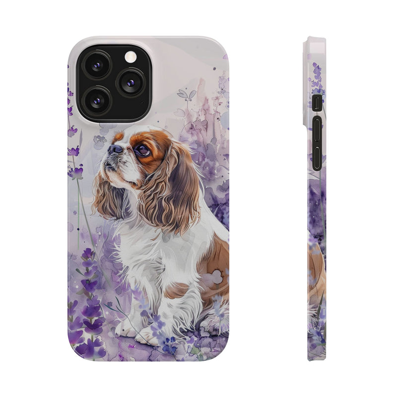 Cavalier King Charles Spaniel with Flowers Slim Phone Cases