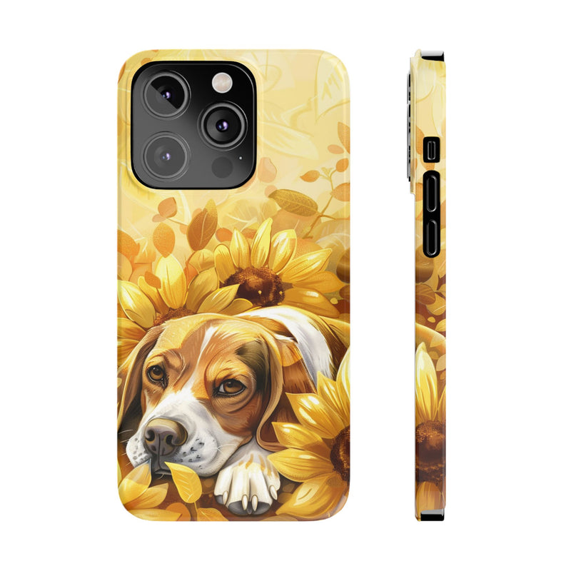 Beagle with Sunflowers i-Phone Cases