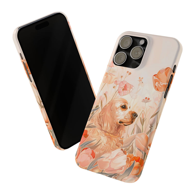 Cocker Spaniel with Flowers iPhone Slim Phone Cases