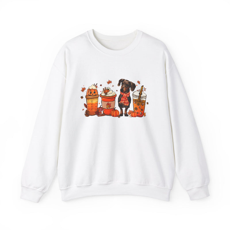 Dachshund Autumn Unisex Heavy Blend Sweatshirt – Cute Fall Dog Design with Leaves