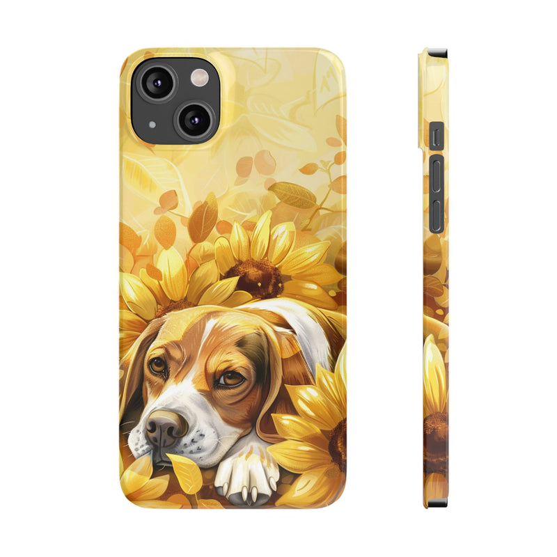 Beagle with Sunflowers i-Phone Cases