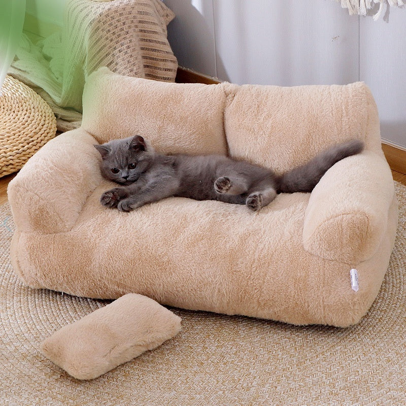 Deluxe Winter Warmth Cat Bed Sofa - Plush Comfort Nest for Small to Medium Pets - Cozy Pet Bed for Cats and Puppies