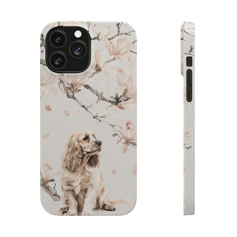 Cocker Spaniel with Flowers iPhone Slim Phone Cases