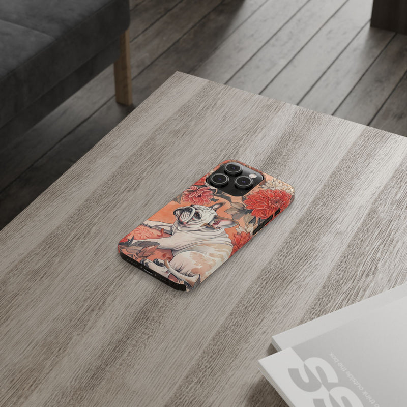 Bulldog with Flowers Slim Phone Cases