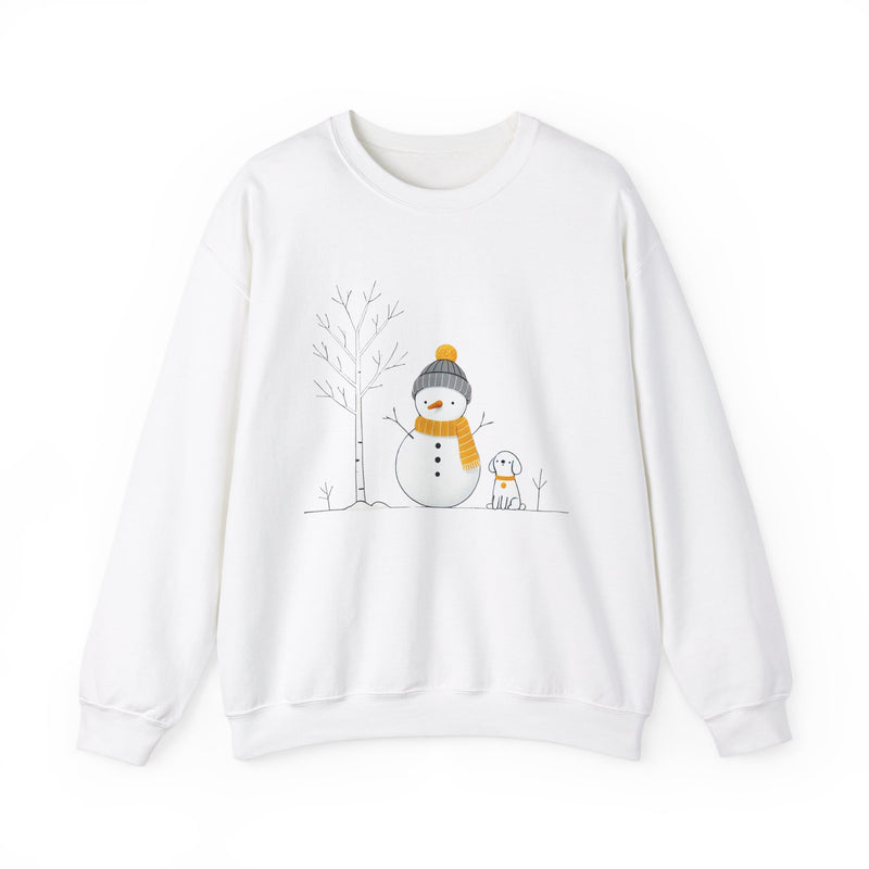 Minimalist Snowman & Dog Unisex Heavy Blend™ Crewneck Sweatshirt Sweatshirt