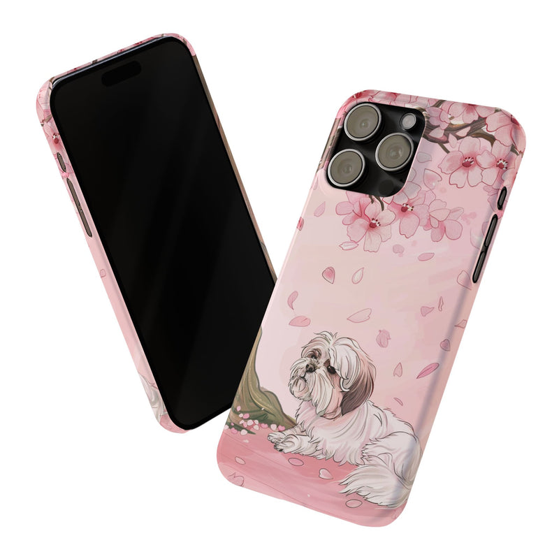 Shih Tzu with Flowers Slim iPhone Cases