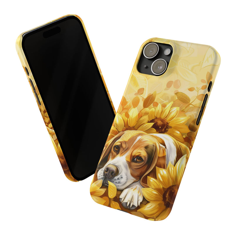 Beagle with Sunflowers i-Phone Cases