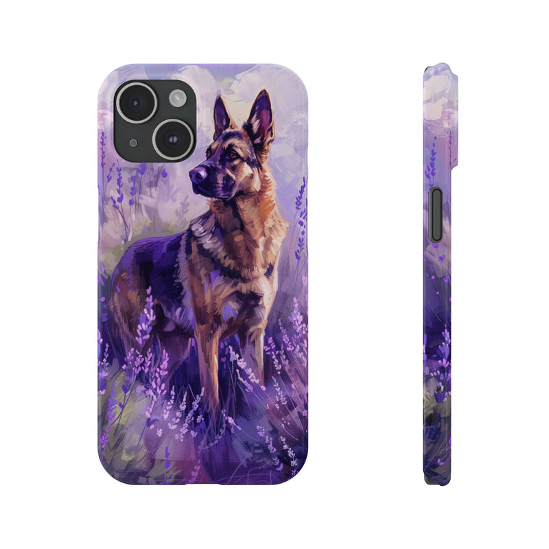 German Shepherd Dog with Flowers Slim iPhone Cases