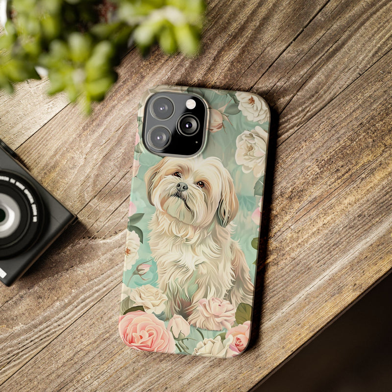 Havanese with Flowers Slim iPhone Cases