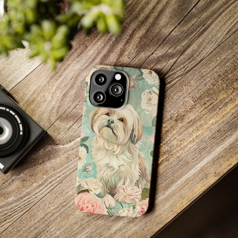 Havanese with Flowers Slim iPhone Cases