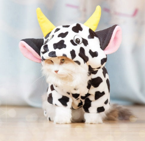 Pet Cow Costume Sweatshirt | Warm Hooded Winter Sweater for Dogs and Cats