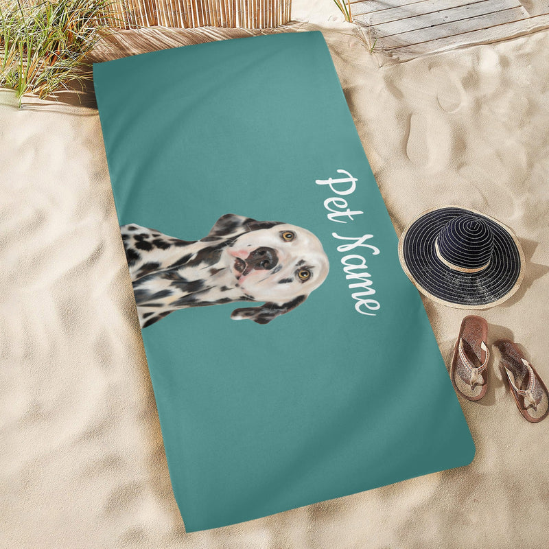 Custom Pet Photo Portrait Beach Towel, Personalized Dog Photo Portrait Beach Towel