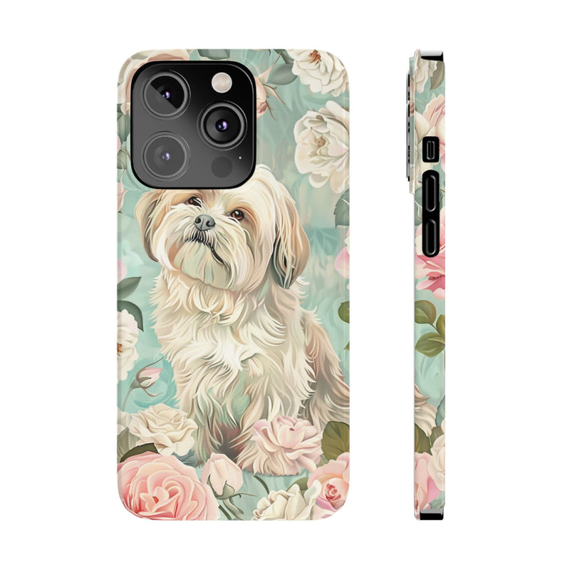 Havanese with Flowers Slim iPhone Cases