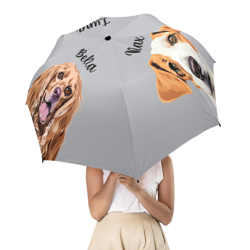 Custom Pet Photo Portrait Semi-Automatic Foldable Umbrella - Waterproof and Durable