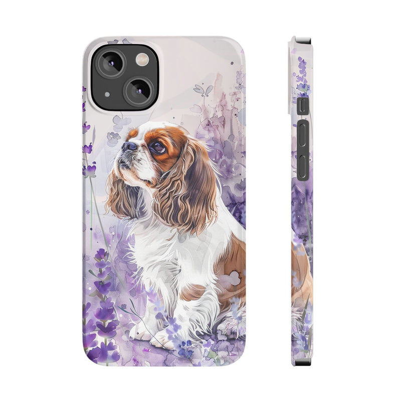 Cavalier King Charles Spaniel with Flowers Slim Phone Cases