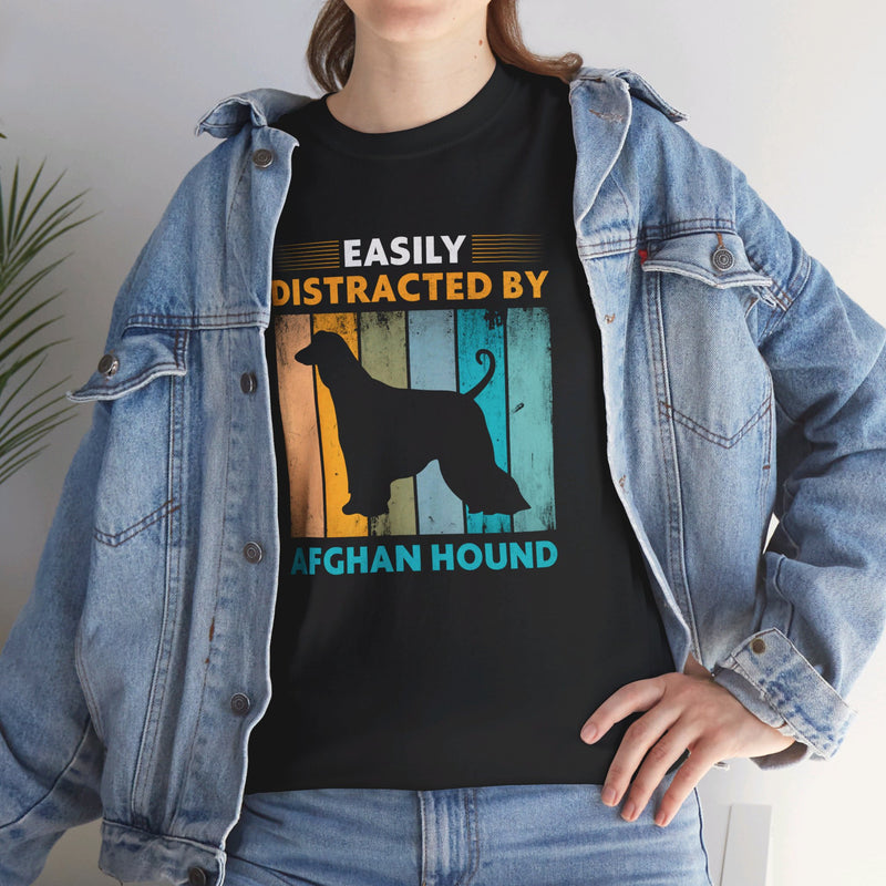 Afghan Hound Tshirt | Easily Distracted by Afghan Hound Unisex Heavy Cotton T-Shirt