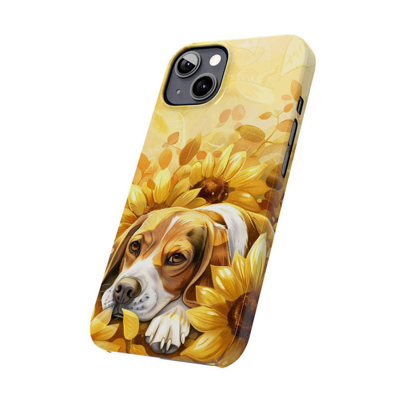 Beagle with Sunflowers i-Phone Cases