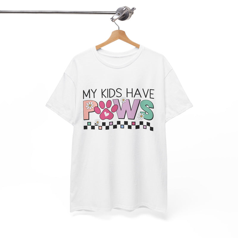 My Kids Have Paws Unisex Heavy Cotton T-shirt, Dog Mom Shirt, Dog Dad Gifts