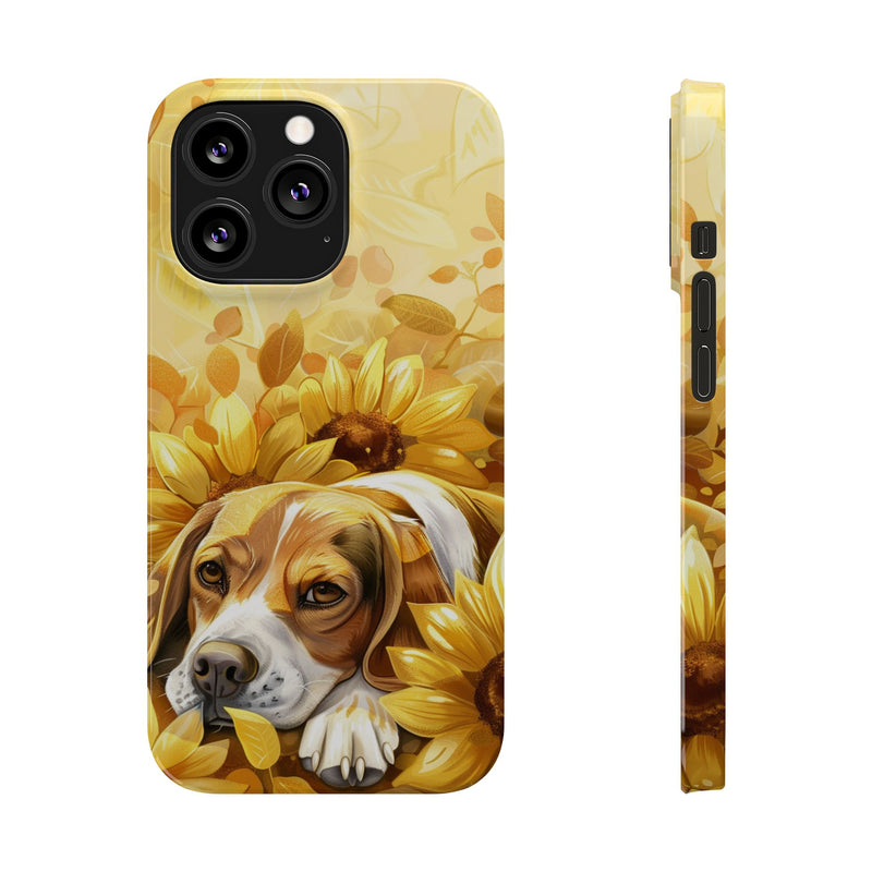 Beagle with Sunflowers i-Phone Cases