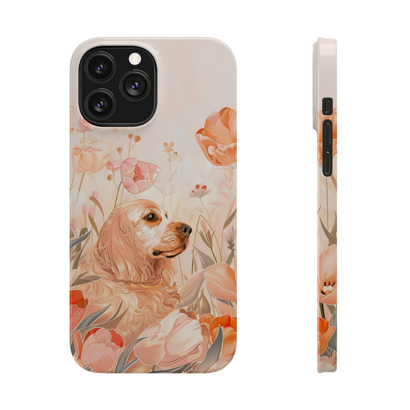 Cocker Spaniel with Flowers iPhone Slim Phone Cases