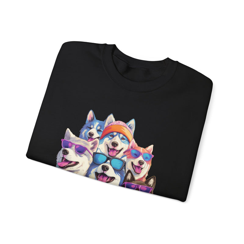 Alaskan Malamutes in Quirky Hats & Sunglasses T-Shirt | Fun Whimsical Design