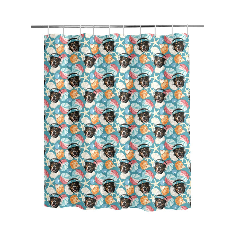 Custom Pet Photo Shower Curtain, Personalized Photo Faces Shower Curtain