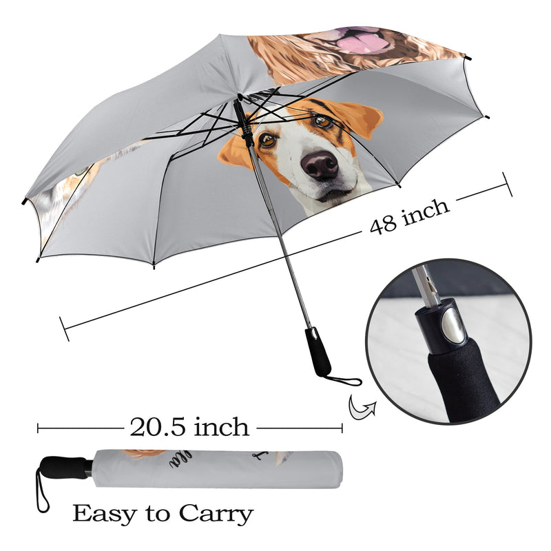 Custom Pet Photo Portrait Semi-Automatic Foldable Umbrella - Waterproof and Durable