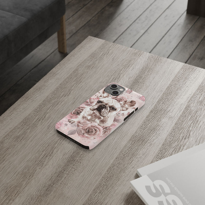 French Bulldog with Flowers Slim iPhone Cases