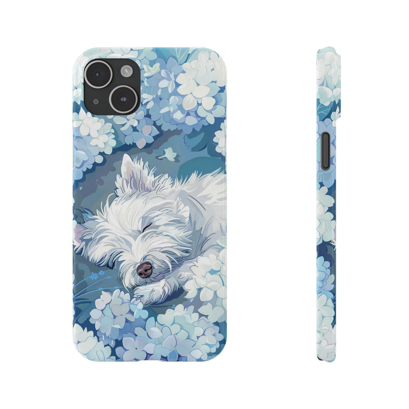 West Highland White Terrier with Flowers Slim iPhone Cases