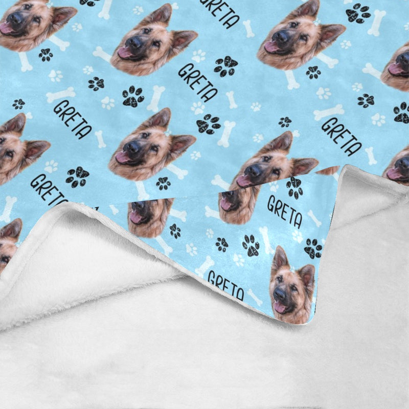 Custom Pet Photo Pattern Paw Prints, Gift For Dog Lovers - Personalized Blanket