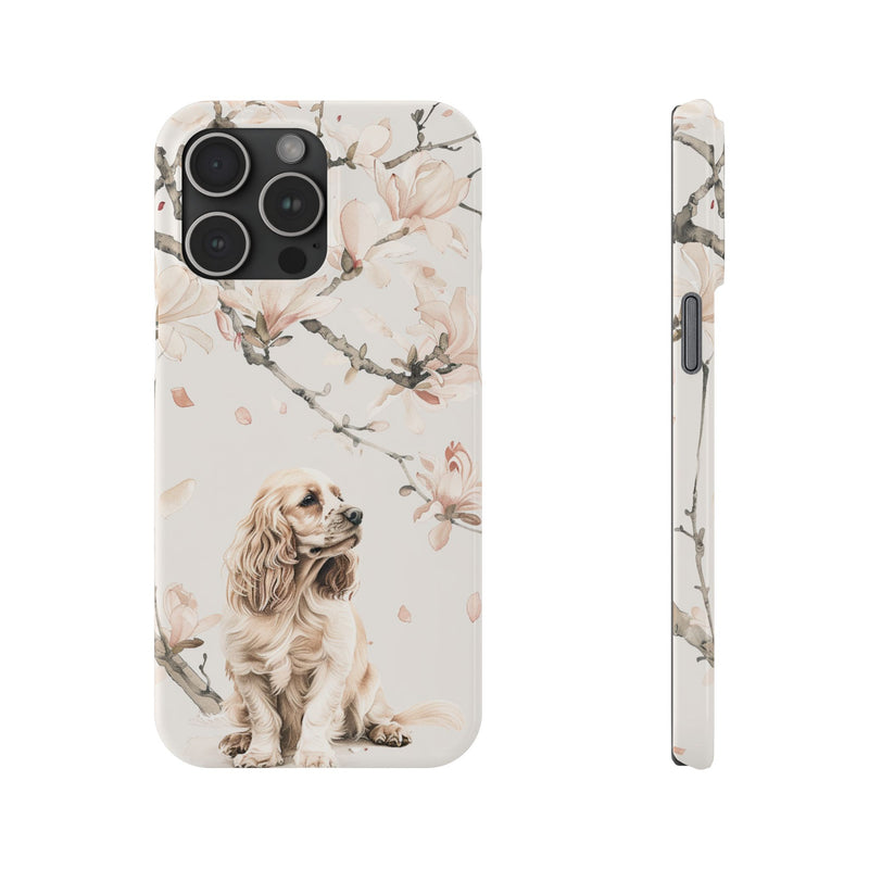 Cocker Spaniel with Flowers iPhone Slim Phone Cases