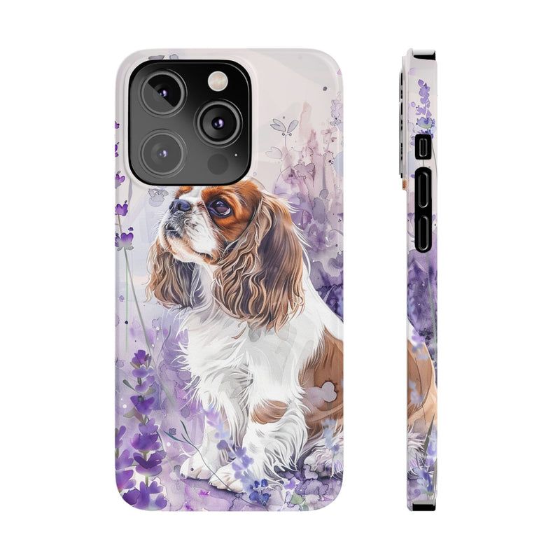 Cavalier King Charles Spaniel with Flowers Slim Phone Cases