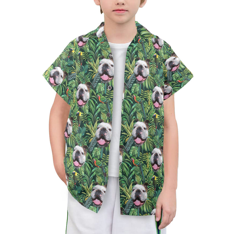 Personalized Big Boys' Hawaiian Shirt with Pet Faces & Summer Patterns - Custom Dog, Cat, & Pet Print