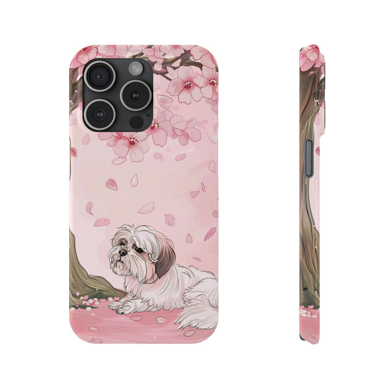 Shih Tzu with Flowers Slim iPhone Cases